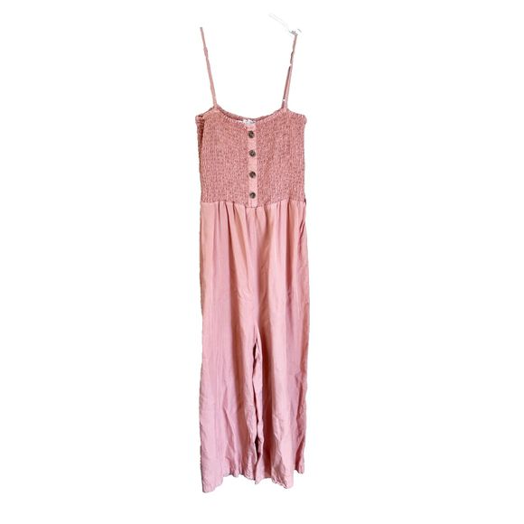 Love Tree Pants - Love Tree Womens Dusty Pink Jumpsuit Medium Sleeveless Culotte Smocked
